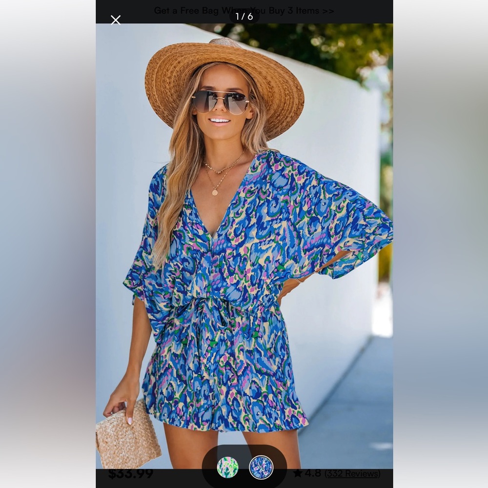Cupshe Blue and Purple Patterned Jumpsuit